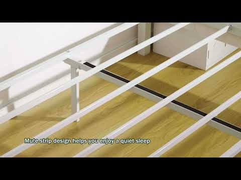 Snhomee Bed Frame with 51.25" H Headboard and Storage Drawers, Modern Bed Frame with Storage ,NO Noise, No Box Spring Needed, White