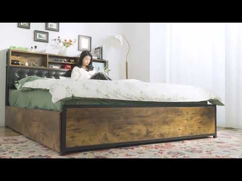 Snhomee 1100 LBS Luxury Upholstered Bed Frame with Headboard & 4 Storage Drawers and USB Charging ,Silent Design, No Box Spring Needed,Easy Assembly.