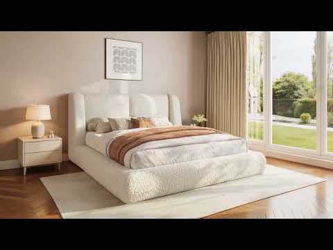 Snhomee Cloud Bed Frame with Headboard Protection, Upholstered Soft Bed Frame for Minimalist & Modern Bedroom