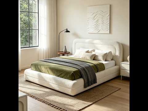 Snhomee Cloud Bed Frame with Headboard,Upholstered with Round Edges,Boucle Platform Bed for Modern Bedrooms & Apartments & Guest Rooms