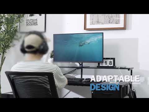 SNHOMEE Computer Desk with Drawers & Power Outlet, Home Office Gaming Desk with Monitor Stand, Storage Hooks & Adjustable Feet