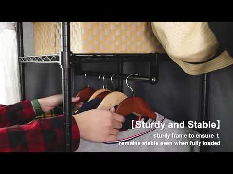 76"W Heavy Duty Clothes Rack with Cover,1150LBS Wardrobe Closet,Adjustable Portable Closet for Bedroom