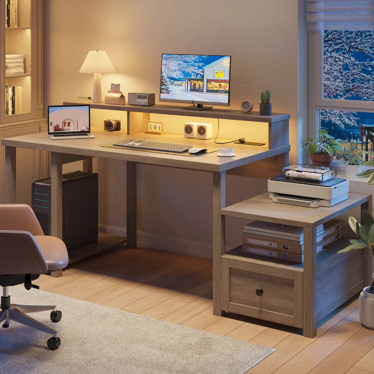 SNhomee-computer-desk-with-drawer-power-led-farmhouse