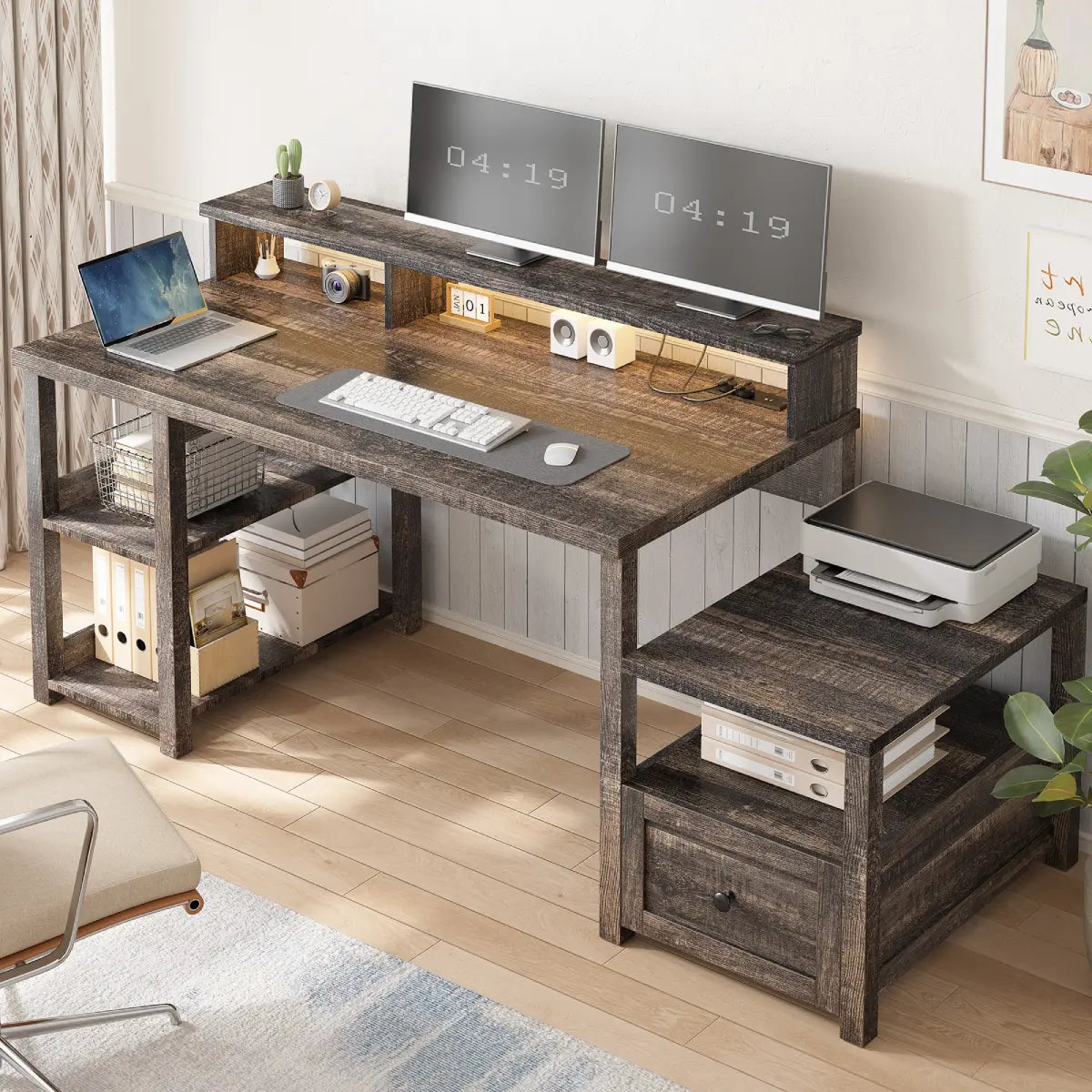 SNhomee-computer-desk-with-drawer-power-led-farmhouse