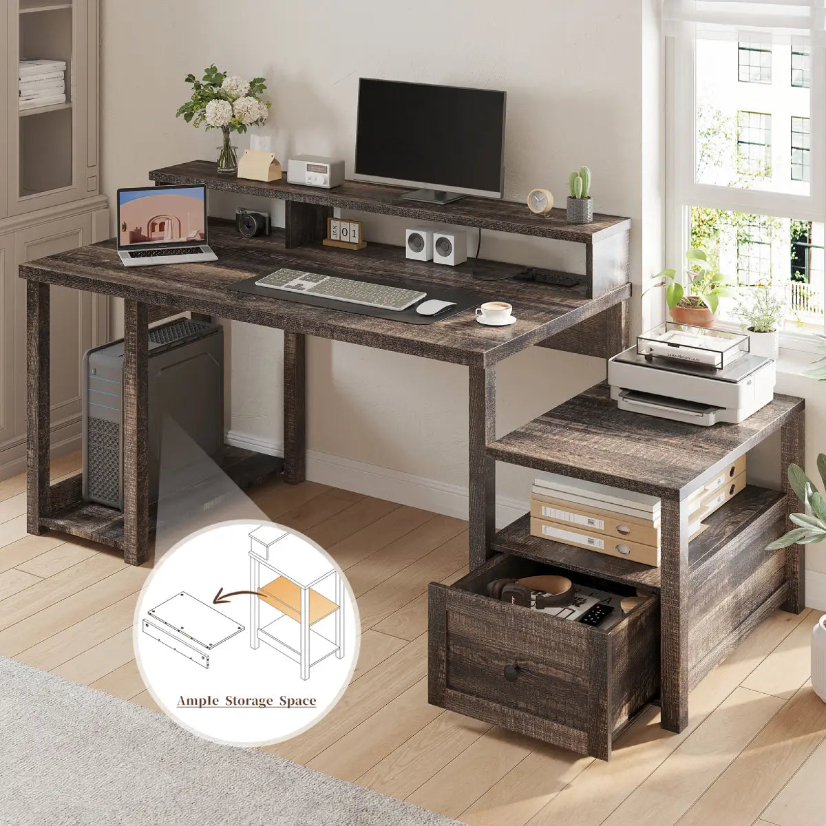 SNhomee-computer-desk-with-drawer-power-led-farmhouse