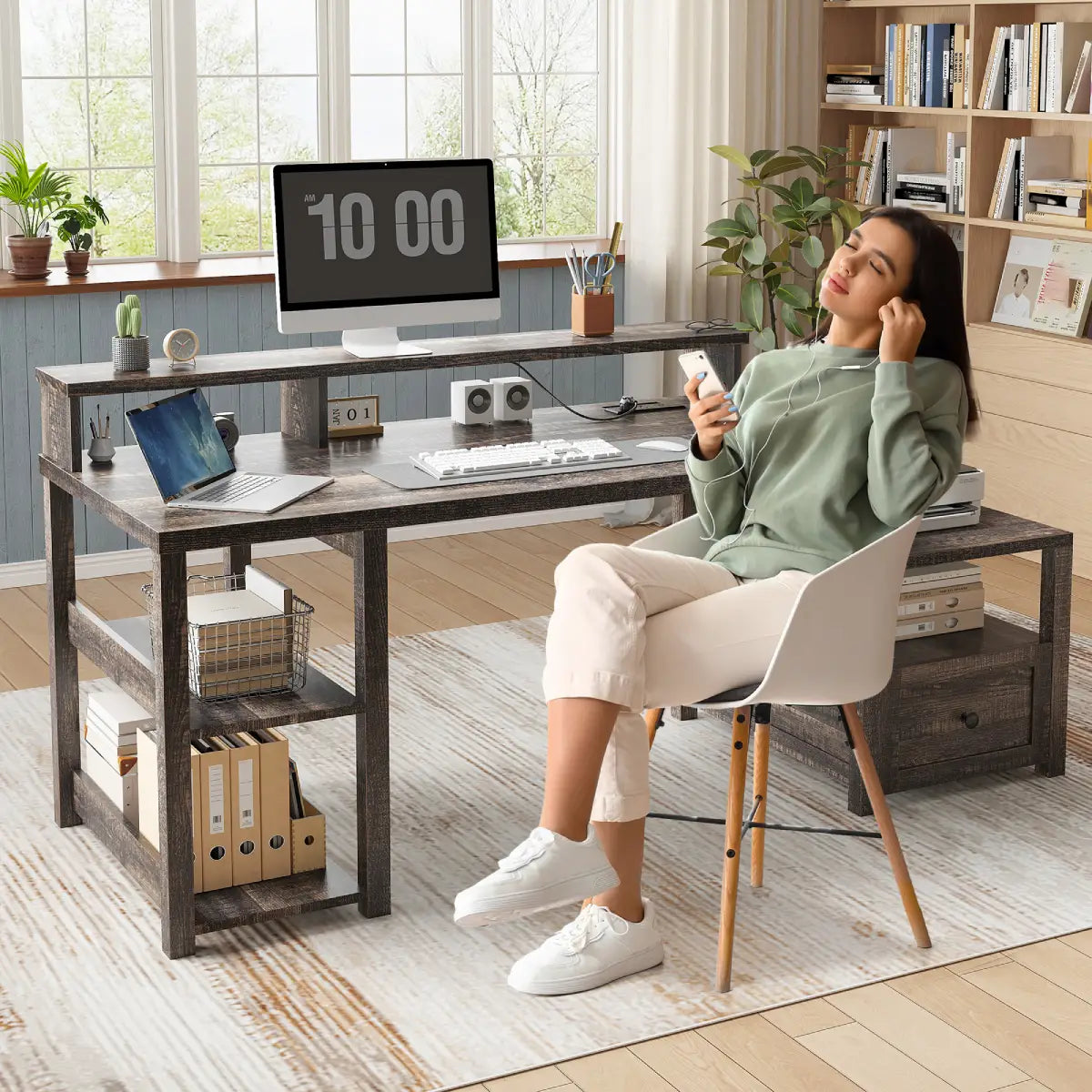 SNhomee-computer-desk-with-drawer-power-led-farmhouse