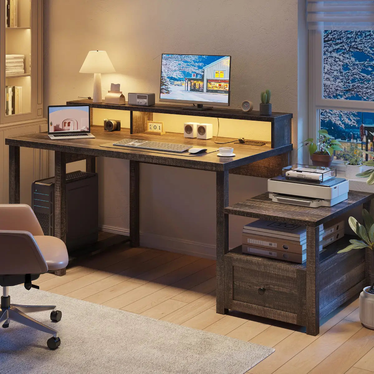 SNhomee-computer-desk-with-drawer-power-led-farmhouse