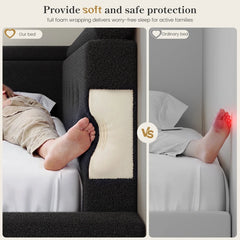 Snhomee Corner Bed Frame 360° Cushioned L-Shaped Daybed,Reversible Left or Right,5.7in Thick Headboard,882 lbs,No Box Spring