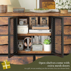 48"H Tall Dresser with Storage Dresser for Bedroom,Fabric Chests of Drawers with Metal Screen Door,Modern Storage Cabinet for Living Room