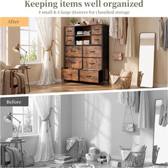 48"H Tall Dresser with Storage Dresser for Bedroom,Fabric Chests of Drawers with Metal Screen Door，Modern Storage Cabinet for Living Room
