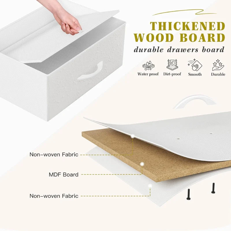 Dresser for Bedroom with 14 Drawers, Tall Dressers for Bedroom, Sturdy Metal Frame & Wood, Top Large Fabric Chest of Drawers, Closet, Livingroom-Clothing & Closet Storage-37.4" L x 11.8" D x 52.2" H-White-snhomee