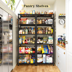 Snhomee Wire Standing Storage Shelf, Rust-Resistant Metal Organizer Rack with Leveling Feet, Stable Shelving Unit for Bathroom, Kitchen, Laundry Room, Pantry, Closet & Garage